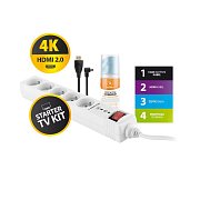 Přepěťová ochrana GoGEN TV STARTER KIT 3, HDMI 2.0 - bílá