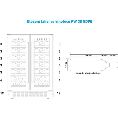 PW 38 GDFB dvouzónová vinotéka PHILCO