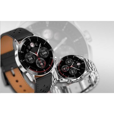 Smartwatch V10 Silver black leath GARETT