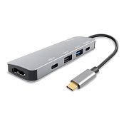 USB hub GoGEN, HDMI, DC IN (PD), OUT 1x USB-A 3.0, 1x USB-A 2.0, 1x USB-C 2.0, kovový