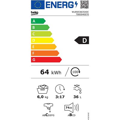 WUE6536CSX0C PRAČKA SLIM BEKO