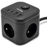 15W 3x z.2xUSB-C,2xUSB,1.4m černá HUSLOG