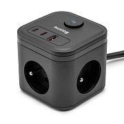 20W 3x z.2xUSB-C,1xUSB,1.4m černá HUSLOG