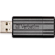 64GB USB Flash 2.0 PinStripe Bk VERBATIM