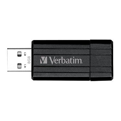 8GB USB Flash 2.0 PinStripe Bk VERBATIM