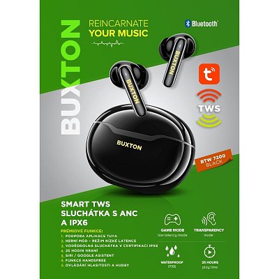 BTW 7200 BLACK TUYA TWS SLUCHÁTKA BUXTON
