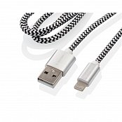 Kabel GoGEN USB / lightning, 1m, opletený, stříbrný, zkumavka