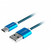 Kabel GoGEN USB / micro USB, 1m, opletený - modrý