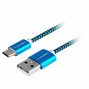 Kabel GoGEN USB / micro USB, 1m, opletený - modrý