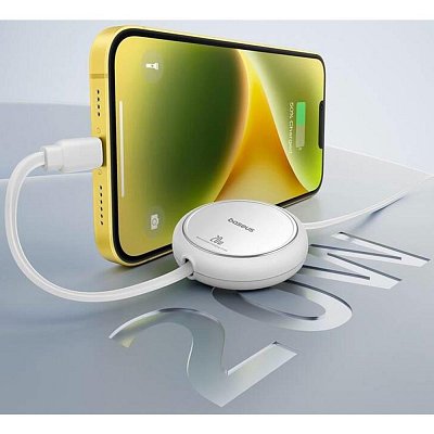 Navíjecí kabel USB-C/Lightn. 1m 20W bílý