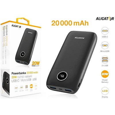 PBPD20BK Powerbanka 20000mAh ALIGATOR