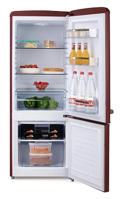 Retro lednice s mrazákem dole - matná vínová - DOMO DO91714R