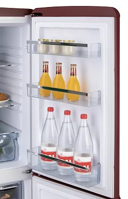 Retro lednice s mrazákem dole - matná vínová - DOMO DO91714R