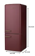 Retro lednice s mrazákem dole - matná vínová - DOMO DO91714R
