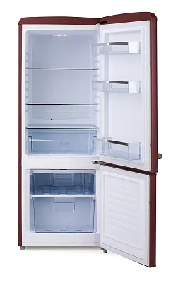Retro lednice s mrazákem dole - matná vínová - DOMO DO91714R