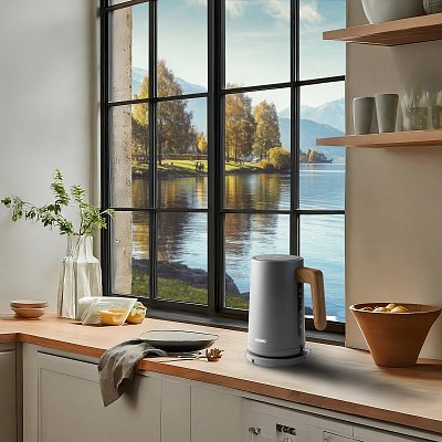 Rychlovarná konvice - nerez, šedá - WOOD YOU - DOMO DO9268WK