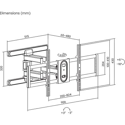 SHO 5640 VÝSUV. DRŽÁK TV 43''-100'' STEL