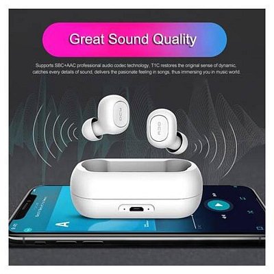 T1C TWS s dobíjecím boxem bílá QCY