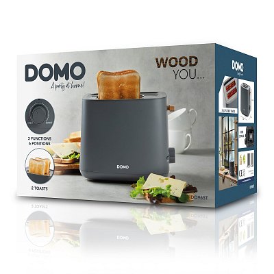 Topinkovač na 2 topinky - šedý - WOOD YOU - DOMO DO965T