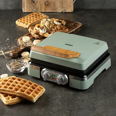 Vaflovač 4x7 s termostatem a časovačem - zelený - DOMO DO9279W