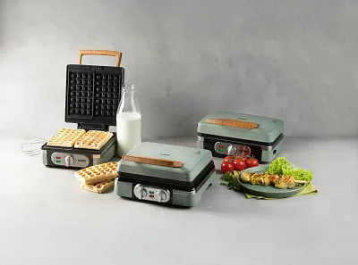 Vaflovač 4x7 s termostatem a časovačem - zelený - DOMO DO9279W